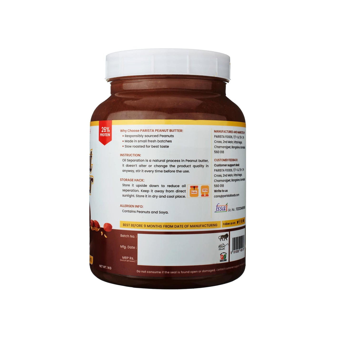 1KG Creamy Dark Chocolate Peanut Butter